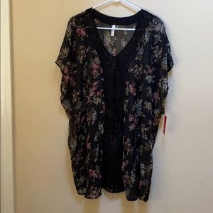 Black floral coverup top for woman